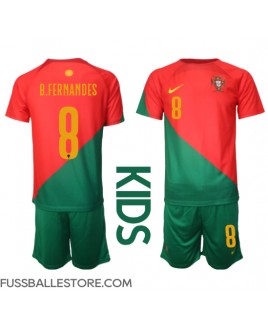 Günstige Portugal Bruno Fernandes #8 Heimtrikotsatz Kinder WM 2022 Kurzarm (+ Kurze Hosen)
